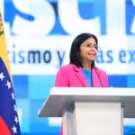 Venezuelan Vice President Delcy Rodriguez during her keynote remarks at the opening of the World Congress Against Fascism, Neo-Fascism and Other Similar Expressions held in Caracas, on Tuesday, September 10, 2024. Photo: RedRadioVE.
