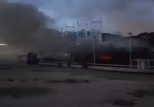 Screenshot from a video of the fire at the electrical room of the Libertador Simón Bolívar Terminal rail station, in La Rinconada, Caracas, Tuesday, September 3, 2024. Photo: RedRadioVE.