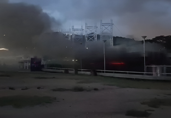 Screenshot from a video of the fire at the electrical room of the Libertador Simón Bolívar Terminal rail station, in La Rinconada, Caracas, Tuesday, September 3, 2024. Photo: RedRadioVE.