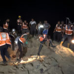 Palestinian search and rescue workers scouring the al-Mawasi refugee camp in the city of Khan Younis in southern Gaza Strip on September 10, 2024 after a new Israeli strike. Photo: PressTV.