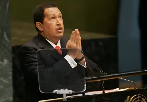 Venezuelan President Hugo Chávez at the United Nations General Assembly in 2006. Photo: M. Segar/Reuters/file photo.