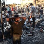 The 'Israeli' occupation forces commit another massacre in the Al-Aqsa Hospital compound in Deir al-Balah. Photo: AFP