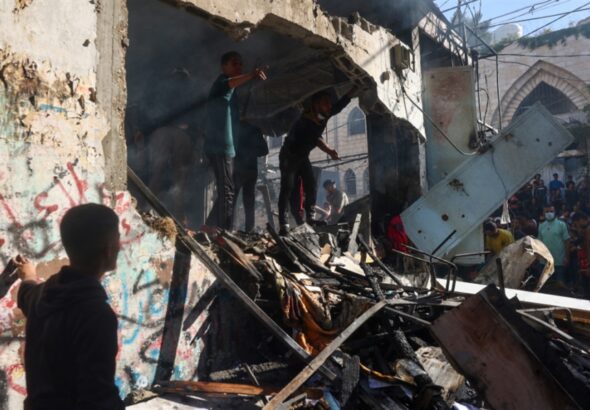 Aftermath of a US-israeli bombing of Al-Shuhada School in Al-Nuseirat Camp in the central Gaza Strip on October 24, 2024. Photo: AFP