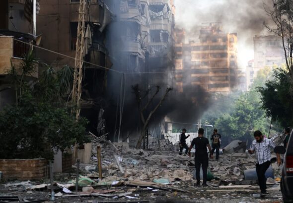 The aftermath of an overnight Zionist airstrike on Beirut's Southern Suburbs in September. Photo: AFP via Getty Images