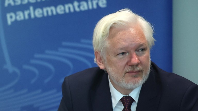 Julian Assange testifies before a PACE committee in Strasbourg, France on October 1, 2024. Photo: Johannes Simon/Getty Images.