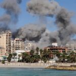 The Zionist entity's bombing of Tyre, south Lebanon. Photo: Reuters.
