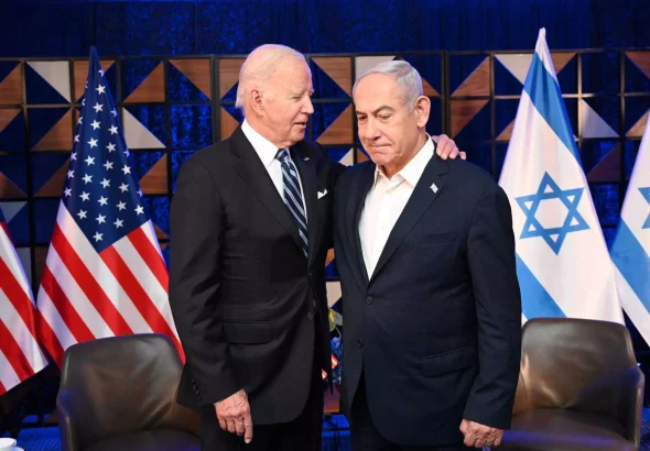 Biden and Netenyahu in Occupied Palestine in 2023. Photo: Getty Images.