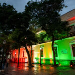 Headquarters of the Venezuelan Ministry for Foreign Affairs, Casa Amarilla, in Caracas, illuminated with the colors of the Palestinian flag on Tuesday, October 8, 2024. Photo: Venezuelan Ministry of Foreign Affairs/file photo.
