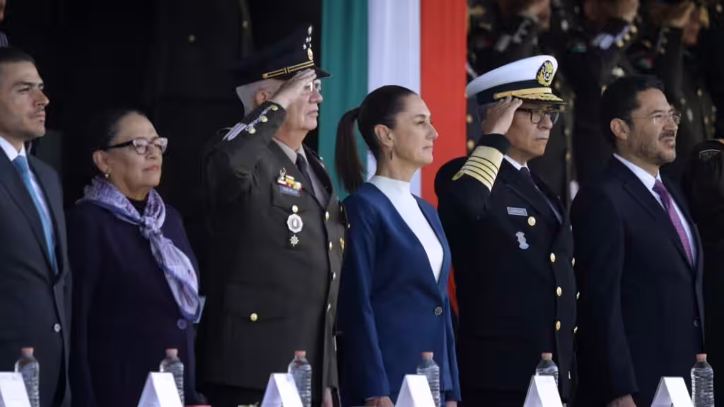 Mexican President Claudia Sheinbaum in a ceremony of the Armed Forces and National Guard of Mexico. Photo: Claudia Sheinbaum/X.