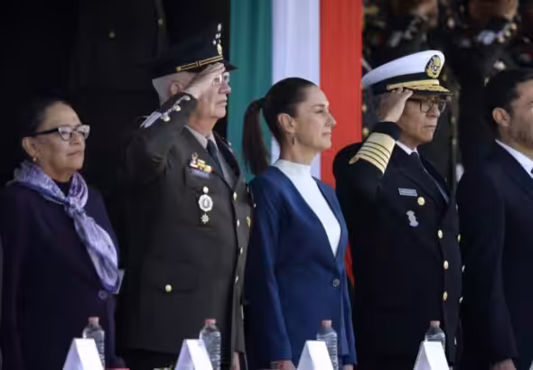 Mexican President Claudia Sheinbaum in a ceremony of the Armed Forces and National Guard of Mexico. Photo: Claudia Sheinbaum/X.