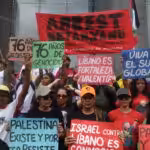 “Arrest Netanyahu” was one of the most frequently seen slogans on the banners carried during the demonstration in support of Palestine and Lebanon in Caracas, Venezuela, on Saturday, October 5, 2024. Photo: Luigino Bracci Roa