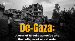 Front page of Euro-Med Monitor's report on one year of the Zionist regime's genocide of Palestinians in Gaza. Photo: X/@EuroMedHR.