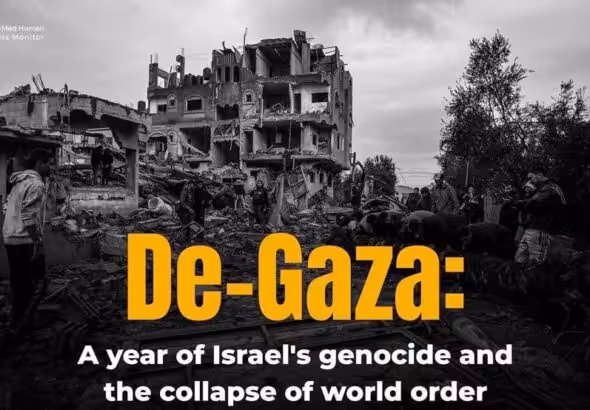 Front page of Euro-Med Monitor's report on one year of the Zionist regime's genocide of Palestinians in Gaza. Photo: X/@EuroMedHR.