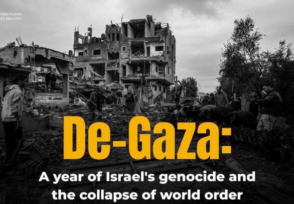 Front page of Euro-Med Monitor's report on one year of the Zionist regime's genocide of Palestinians in Gaza. Photo: X/@EuroMedHR.