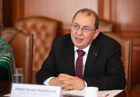 Colombian diplomat Jorge Rojas addresses his audience. Photo: archive.
