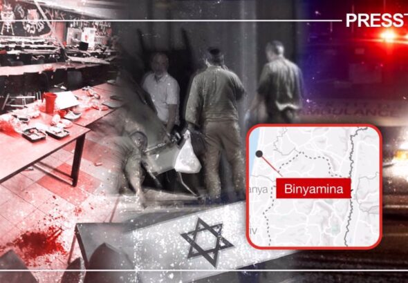 Collage of the aftermath of the Hezbollah drone strike on the Zionist entity's Golani Brigade and a map showing the location of the military base in Haifa, occupied Palestine. Photo: PressTV.