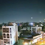 Israeli missiles being intercepted by air defense systems over Tehran, Iran. Photo: NBC.