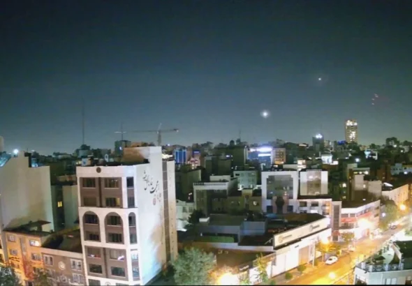 Israeli missiles being intercepted by air defense systems over Tehran, Iran. Photo: NBC.