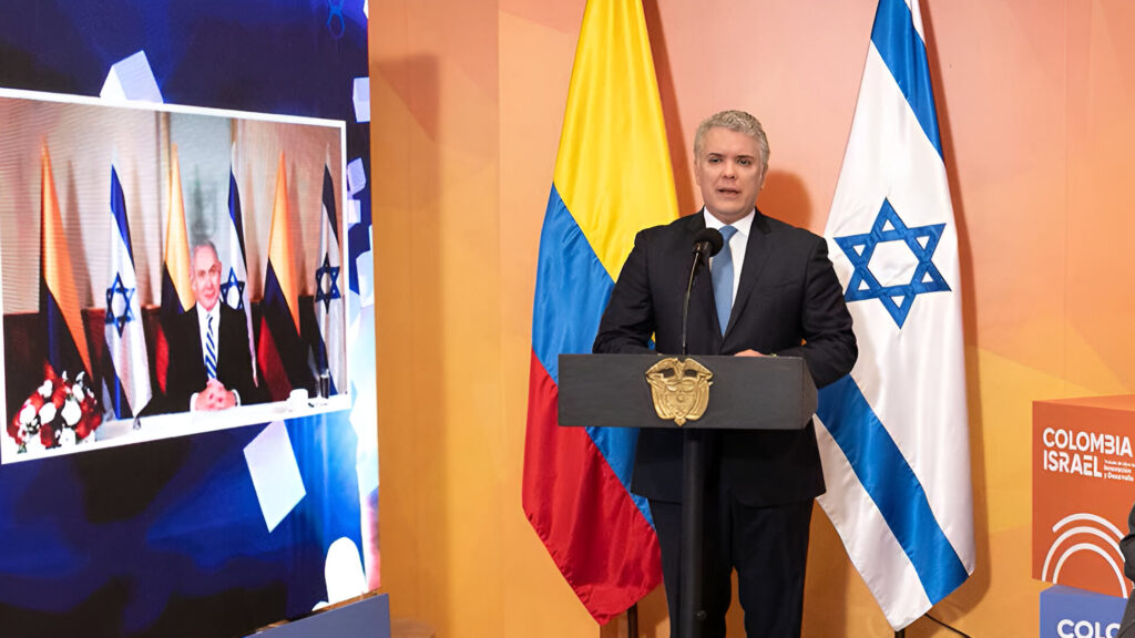 Former Colombian President Ivan Duque during an event with the online participation of the Israeli occupation prime minister, Benjamin Netanyahu. Photo: Efrain Herrera/Colombia Presidency/file photo.