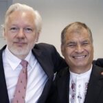 Julian Assange with Rafael Correa on October 2, 2024 at the Council of Europe. Photo: Rafael Correa/X.