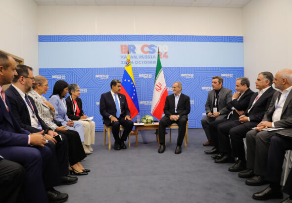 Venezuelan President Nicolás Maduro and Iranian President Masoud Pezeshkian held a bilateral meeting at the 16th BRICS Summit, Kazan, Russia, Octobef 24, 2024. Photo: Presidential Press.
