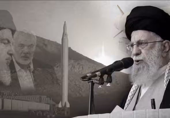 Sayyed Hassan Nasrallah (left), Ismail Haniyeh (middle), and Ayatollah Ali Khamenei (right). Photo: The Cradle.