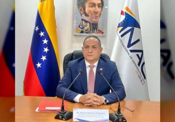 Venezuelan Transport Minister Ramón Velásquez Araguayán speaks to the press, October 2, 2024. Photo: Instagram.