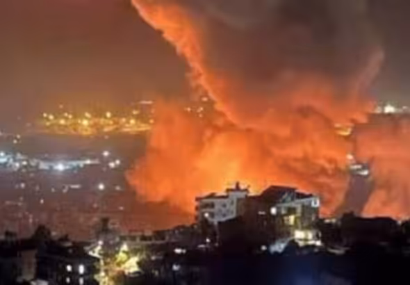 The photo shows the US-UK aggression on Yemen's capital city of Sana'a on October 17, 2024. Photo: PressTV/Via social media.