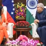 Venezuelan VP Delcy Rodríguez (left) meets with Indian Vice President Jagdeep Dhankar (right) in Delhi, India, October 25, 2024. Photo: Ministry of External Affairs of India.
