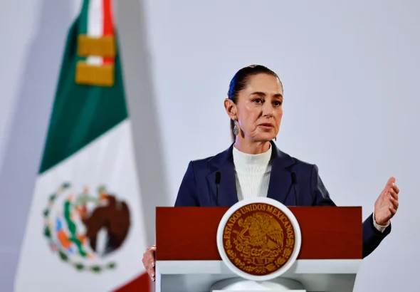 Newly elected Mexican President Claudia Sheinbaum during her first press conference on Wednesday, October 2, 2024. Photo: Sáshenka Gutiérrez/EFE.