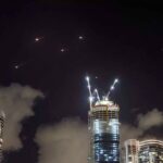 Iranian missiles and Iron Dome interceptors in the skies of occupied Palestine. Photo: Press TV.