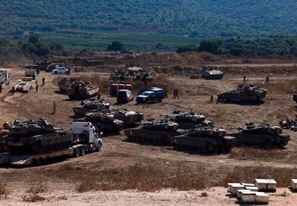 Israeli tanks are seen near the Lebanese border on September 29, 2024. Photo: AFP