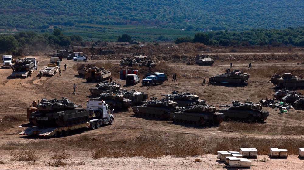 Israeli tanks are seen near the Lebanese border on September 29, 2024. Photo: AFP