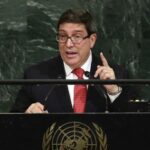 Foreign Minister Bruno Rodríguez Parrilla of Cuba addresses the United Nations General Assembly, at UN headquarters, 2017. Photo: Richard Drew/AP.
