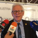 The president of Conindustria, Luigi Pisella, giving statements to the press. File photo.