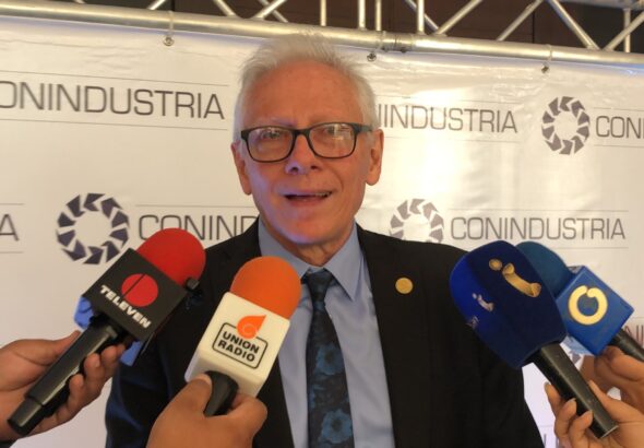 The president of Conindustria, Luigi Pisella, giving statements to the press. File photo.