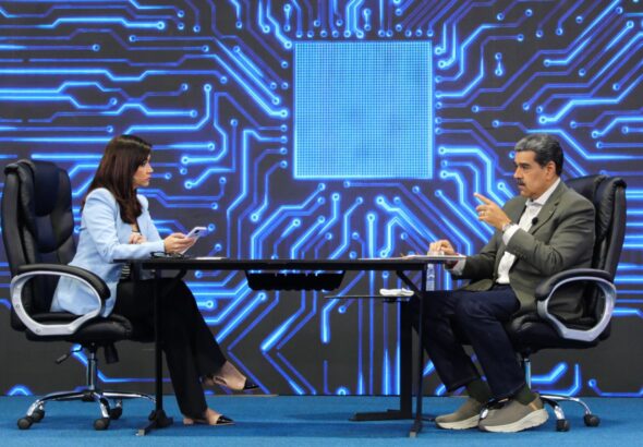 President Maduro speaks on television.