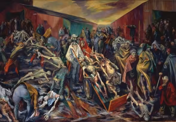 Boris Taslitzky (France), Le petit camp à Buchenwald (The Small Camp of Buchenwald), 1945.