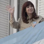Former president of Argentina, Cristina Fernández de Kirchner, waves to her supporters who gathered outside her home in Buenos Aires on November 13, 2024. Photo: AP/Victor R. Caivano.