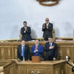 The newly designated Citizen Power officials of Venezuela: (left to right) Ombudsman Alfredo Ruiz Angulo, Attorney General Tarek William Saab, and Comptroller General Gustavo Vizcaíno pose for a photo after their appointment by the National Assembly. Photo: Últimas Noticias.