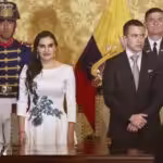 Ecuadorian Vice President Verónica Abad (left) next to President Daniel Noboa (right) during ceremony at the Carondeletale Palace in Quito on November 23, 2023. File photo.