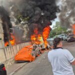 The aftermath of Hezbollah rocket impacts in the Krayot settlement cluster, November 11, 2024. Photo: Social media.