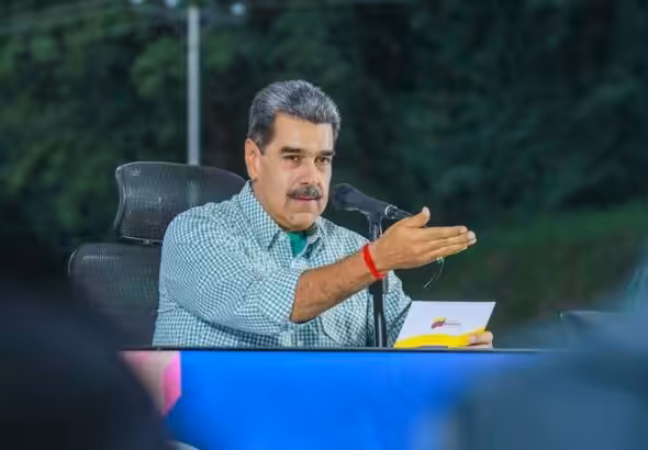 Venezuelan President Nicolás Maduro at an official event to deliver resources and equipment to entities associated with civilian protection and disaster management. Photo: Presidential Press.