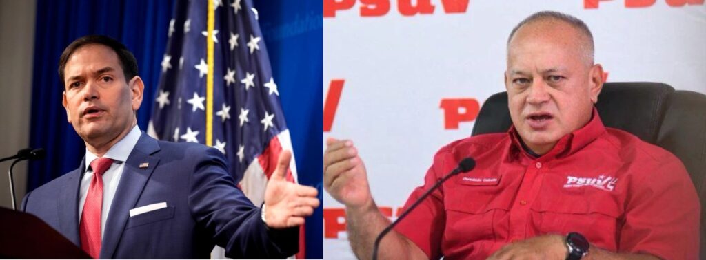 Far-right US Senator Marco Rubio (left) and Venezuelan Minister for the Interior Diosdado Cabello (right). Photo: X/@intelligencefnt/PSUV.