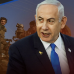 Collage of Benjamin Netanyahu and Al-Qaeda fighters in Syria. Photo: Al-Mayadeen.