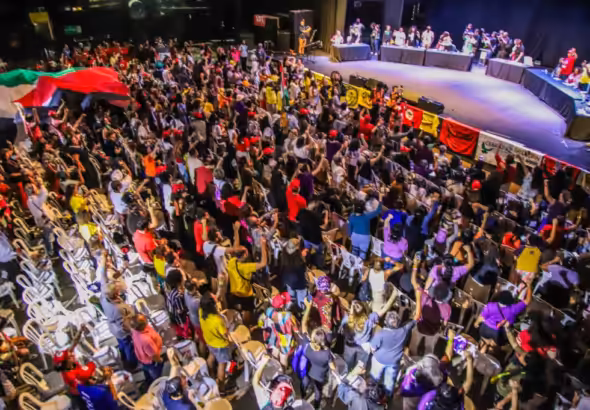 People's Tribunal of the G20 Social in Rio de Janeiro, Brazil, convicts the Zionist entity for genocide against the Palestinian people. Photo: Priscila Ramos/MST.