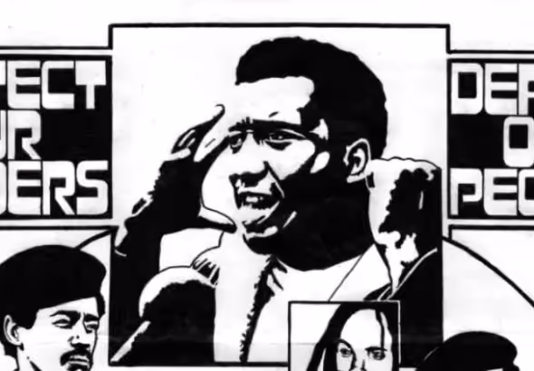 Artwork depicting prison leaders. Photo: Kevin Rashid Johnson.