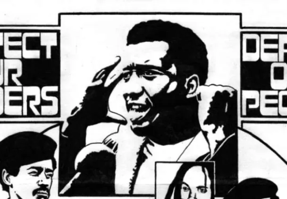 Artwork depicting prison leaders. Photo: Kevin Rashid Johnson.