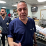 Dr. Hussam Abu Safia inside Kamal Adwan Hospital, northern Gaza, prior to his injury by a occupation quadcopter. Photo: CNN.
