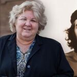 Photo composition showing Aleida GUevara next to an iconic photo of her father Ernesto Che Guevara. File photo.